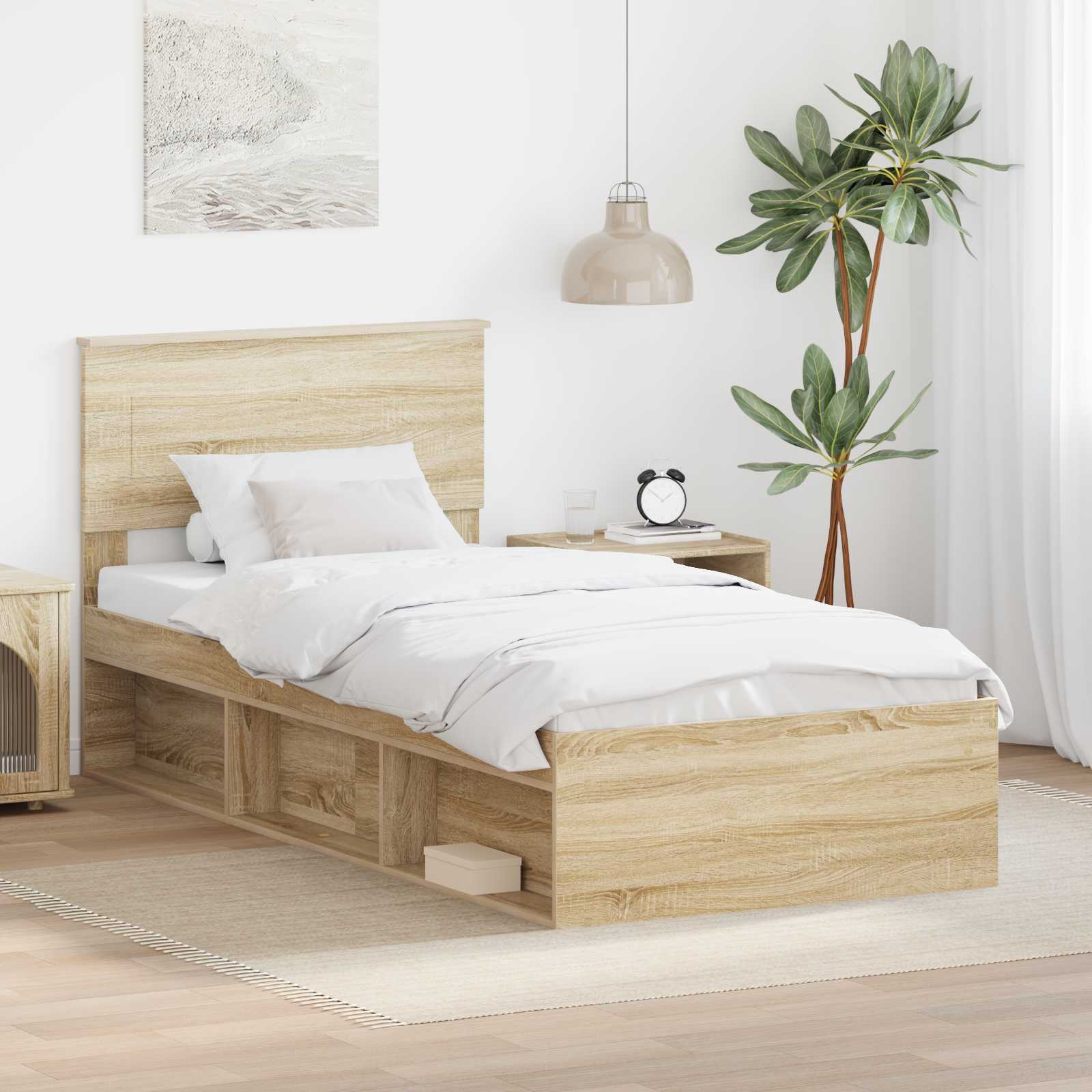 Bettrahmen mit Kopfteil Sonoma-Eiche 75 x 190 cm Holzwerkstoff