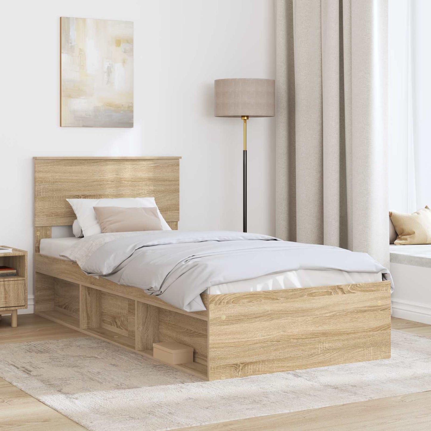 Bettrahmen mit Kopfteil Sonoma-Eiche 75 x 190 cm Holzwerkstoff