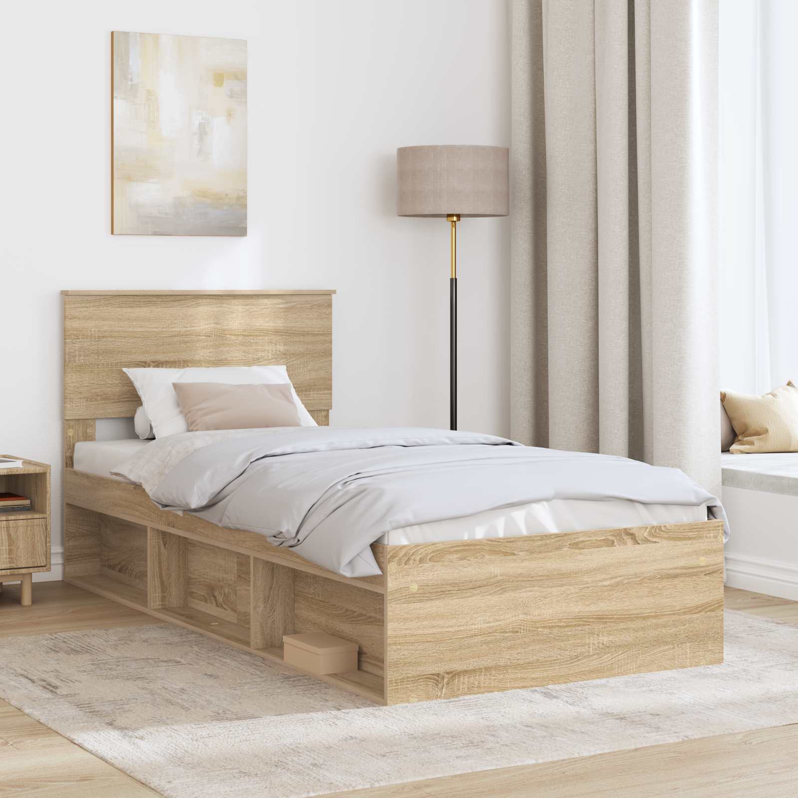 Bettrahmen mit Kopfteil Sonoma-Eiche 75 x 190 cm Holzwerkstoff