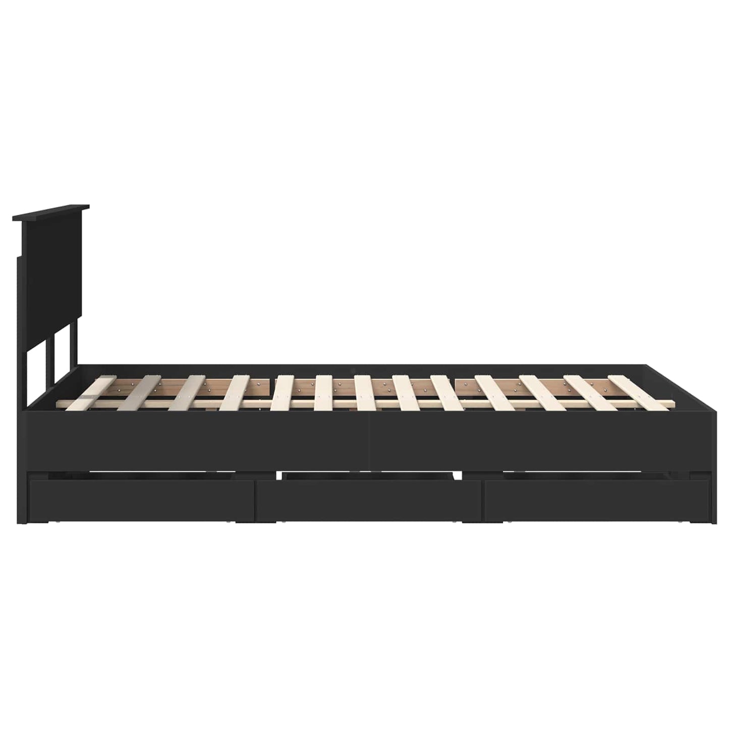 Bettrahmen mit Schubladen Schwarz 120 x 190 cm Ingenieurs Holz