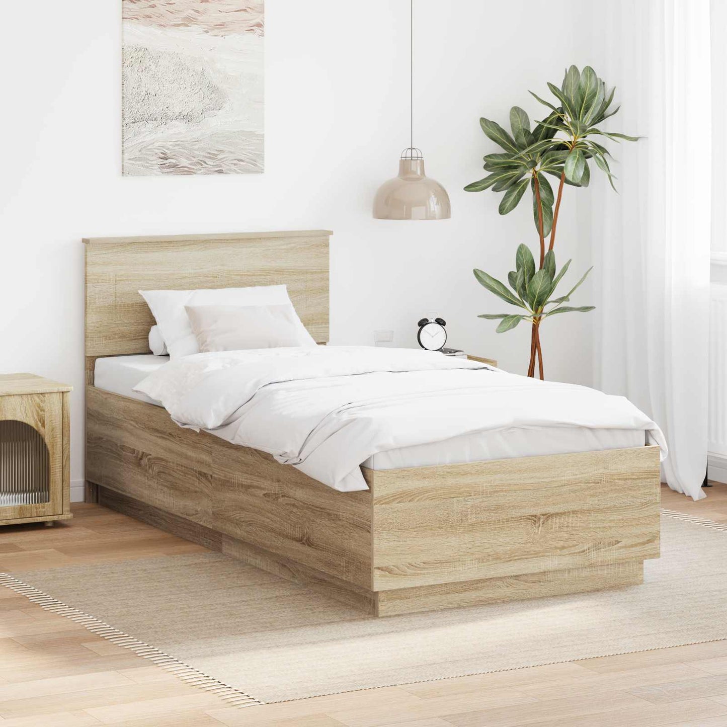 Bettrahmen mit Kopfteil Sonoma-Eiche 70 x 190 cm Holzwerkstoff