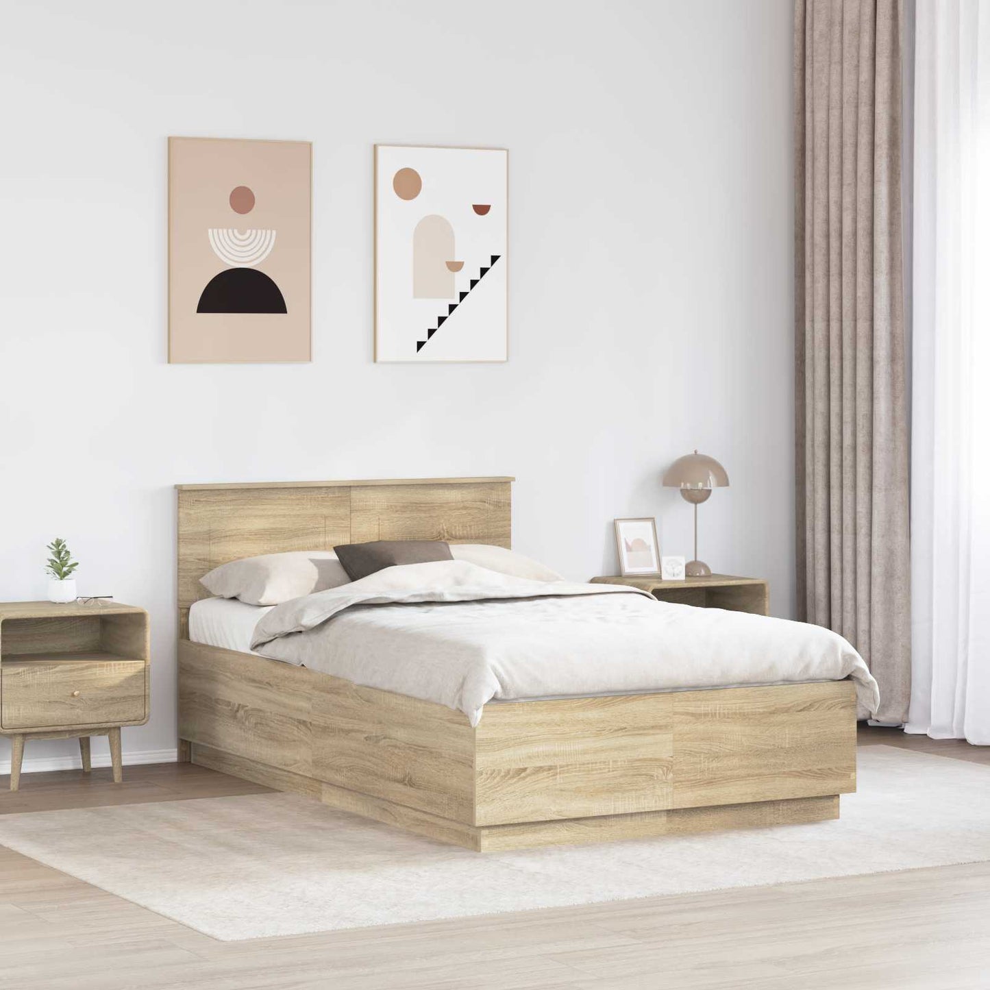 Bettrahmen mit Kopfteil Sonoma-Eiche 120 x 190 cm Holzwerkstoff