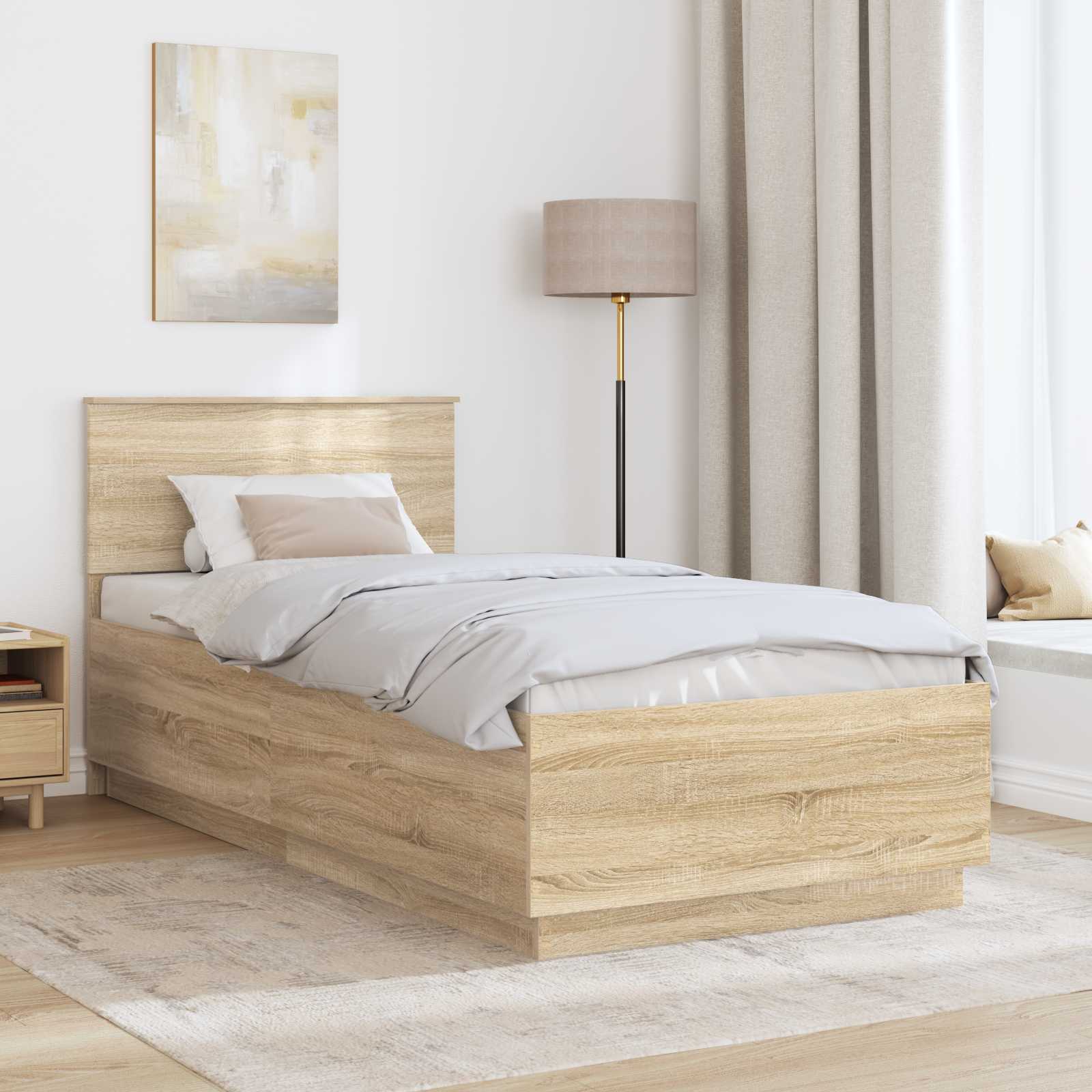 Bettrahmen mit Kopfteil Sonoma-Eiche 70 x 190 cm Holzwerkstoff