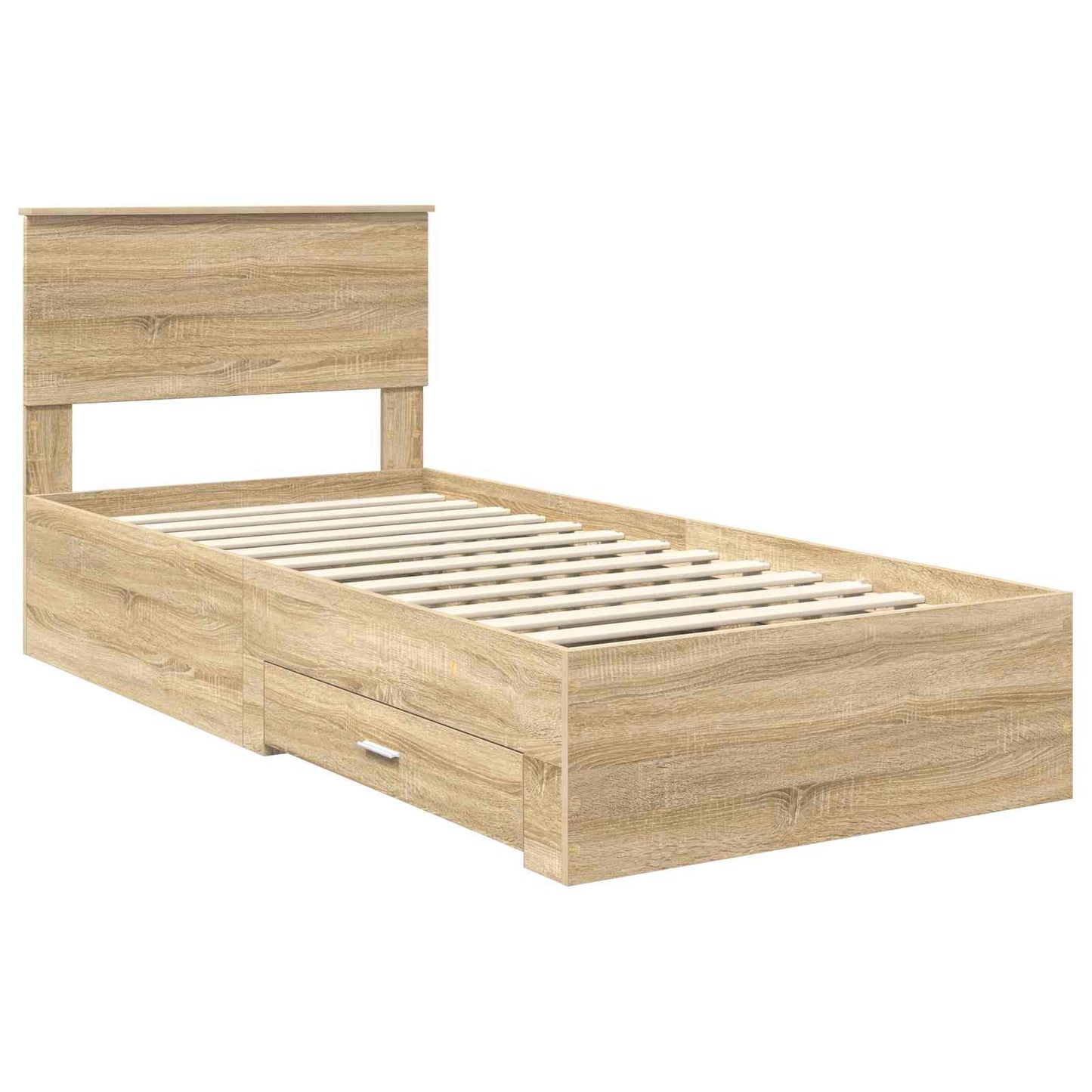 Bettrahmen Sonoma Eiche und Silber 75 x 190 cm Holzwerkstoff