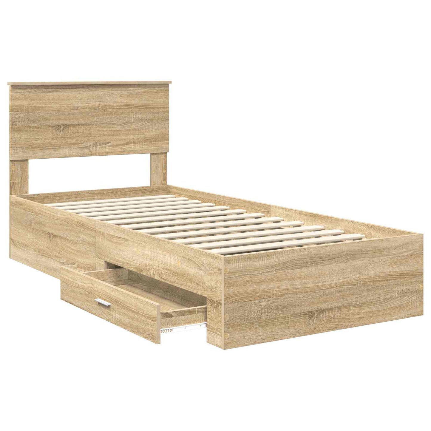 Bettrahmen Sonoma Eiche und Silber 75 x 190 cm Holzwerkstoff