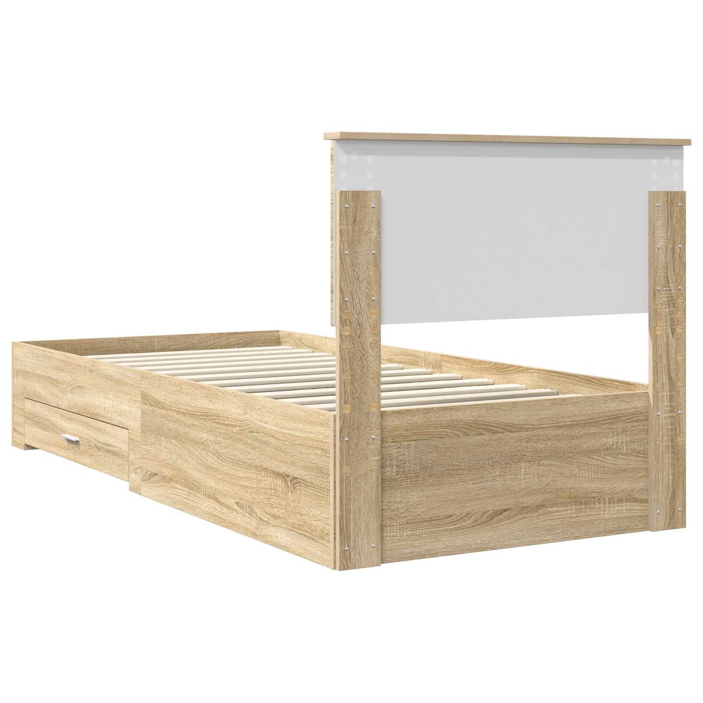 Bettrahmen Sonoma Eiche und Silber 75 x 190 cm Holzwerkstoff