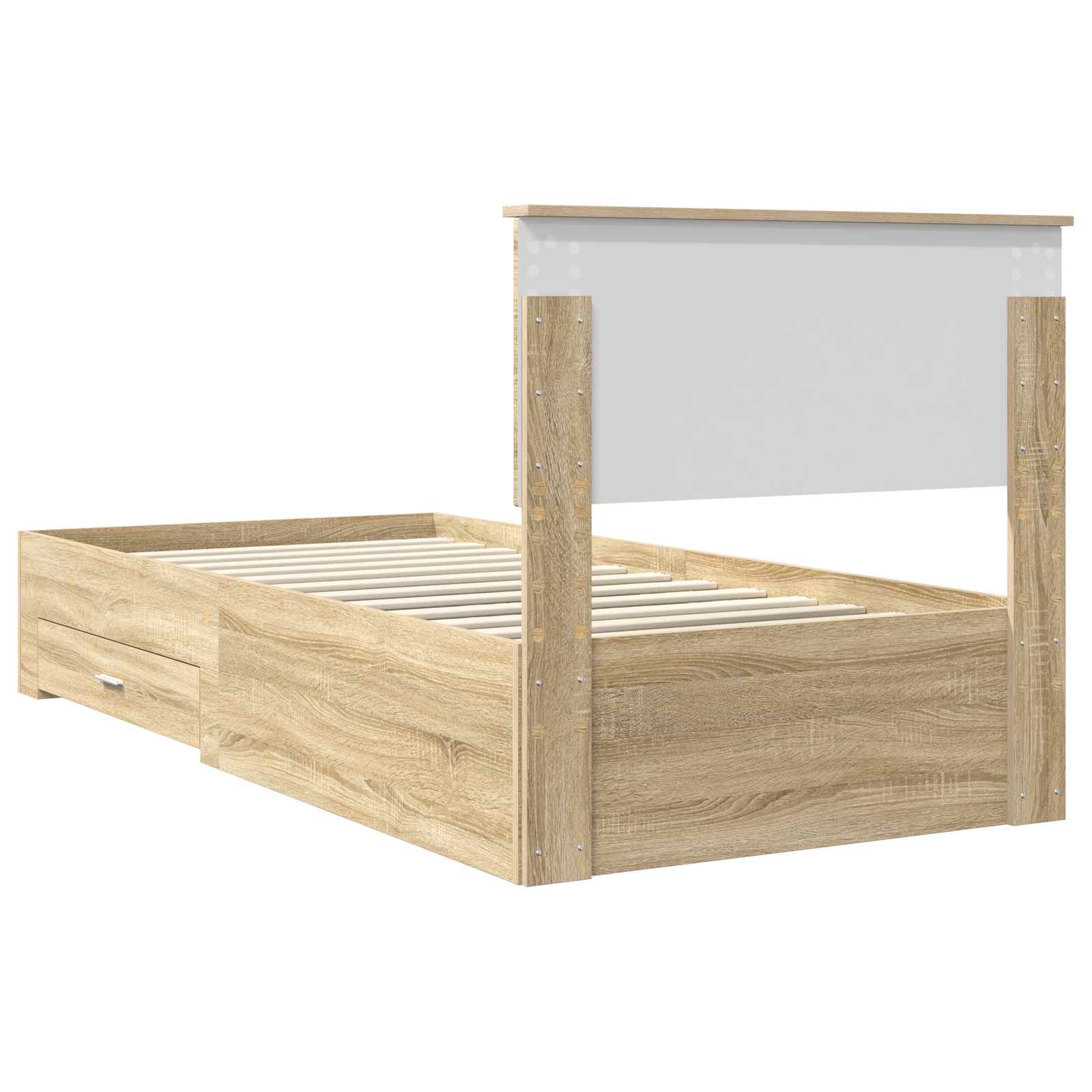 Bettrahmen Sonoma Eiche und Silber 75 x 190 cm Holzwerkstoff