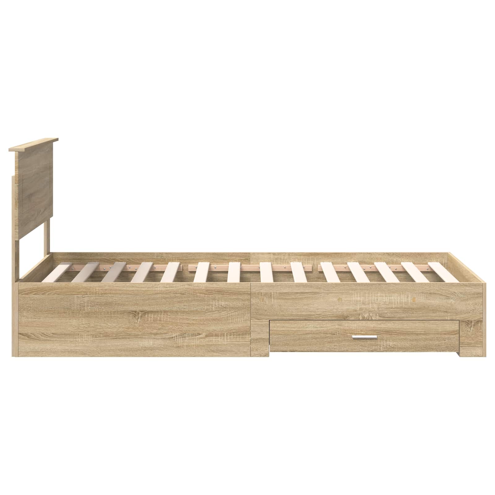 Bettrahmen Sonoma Eiche und Silber 75 x 190 cm Holzwerkstoff