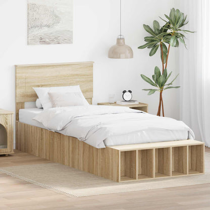 Bettrahmen mit Regal Sonoma-Eiche 75 x 190 cm Holzwerkstoff