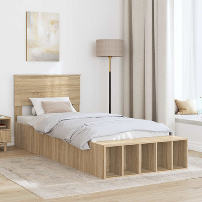 Bettrahmen mit Regal Sonoma-Eiche 75 x 190 cm Holzwerkstoff