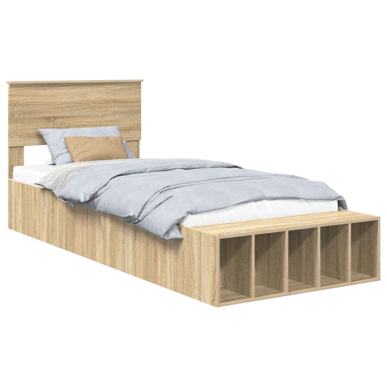 Bettrahmen mit Regal Sonoma-Eiche 75 x 190 cm Holzwerkstoff