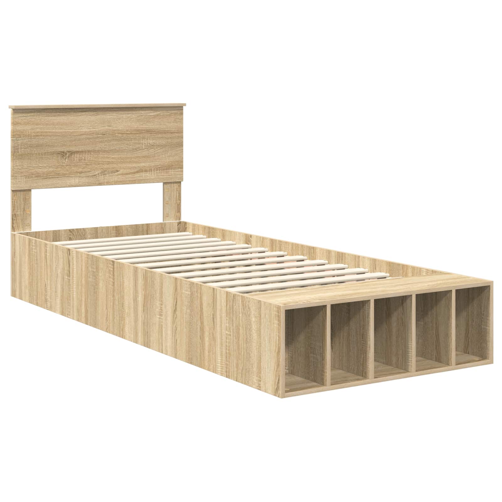Bettrahmen mit Regal Sonoma-Eiche 75 x 190 cm Holzwerkstoff