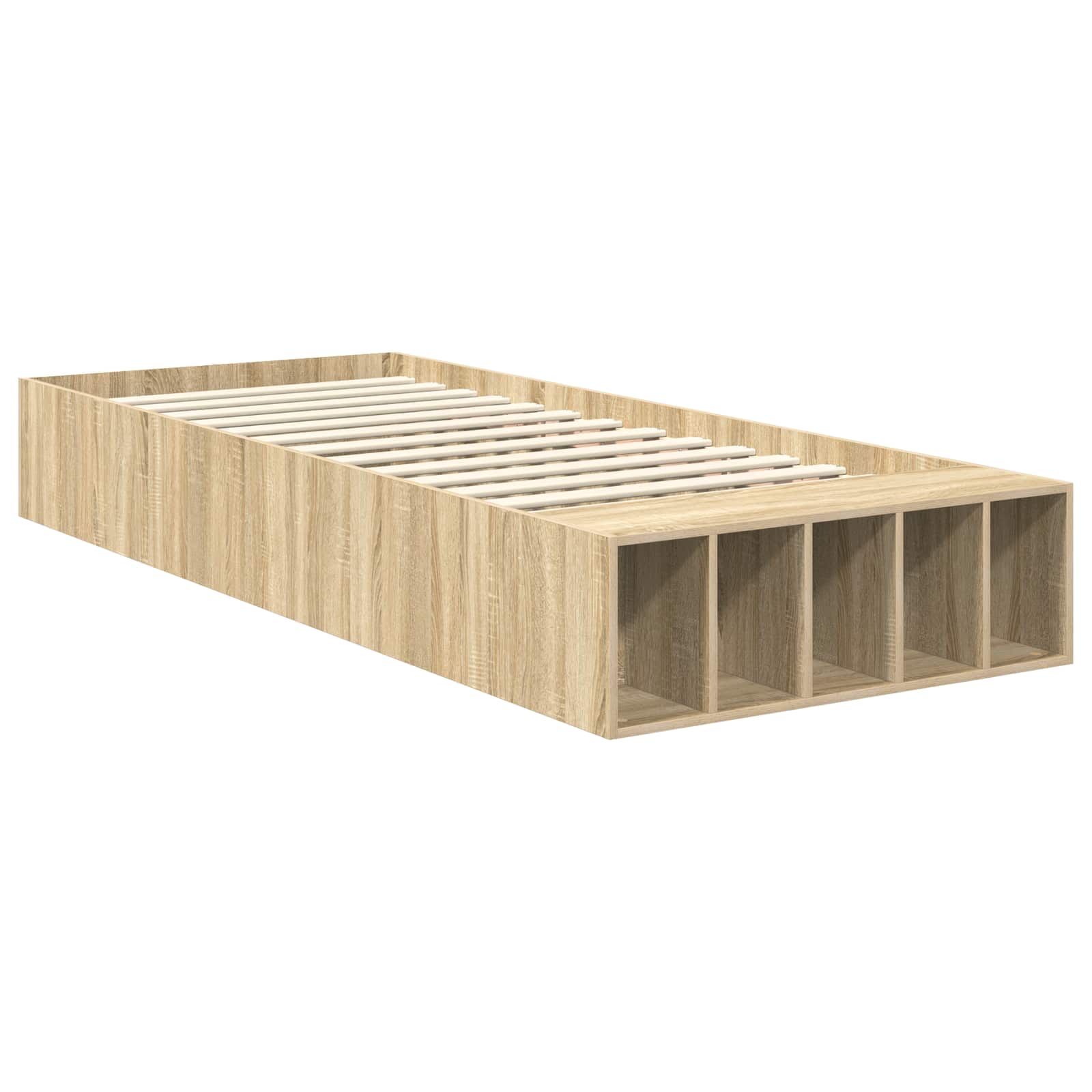 Bettrahmen mit Regal Sonoma-Eiche 75 x 190 cm Holzwerkstoff