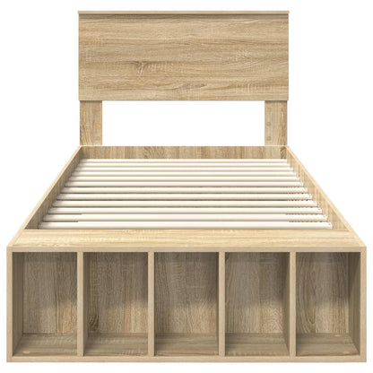 Bettrahmen mit Regal Sonoma-Eiche 75 x 190 cm Holzwerkstoff