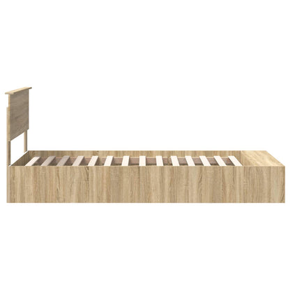 Bettrahmen mit Regal Sonoma-Eiche 75 x 190 cm Holzwerkstoff