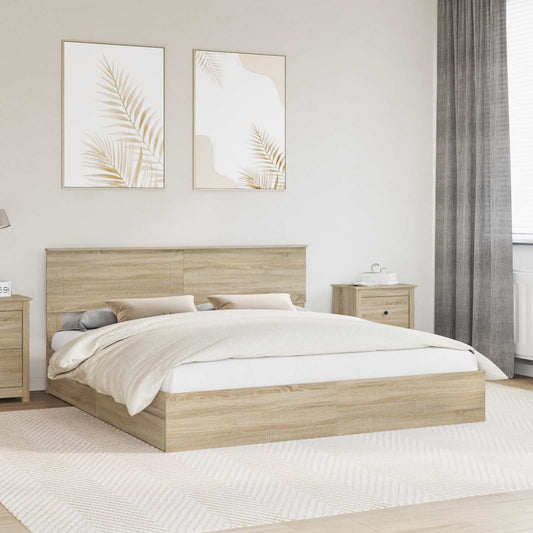 Aufbewahrungsbett Sonoma-Eiche 180 x 200 cm Holzwerkstoff