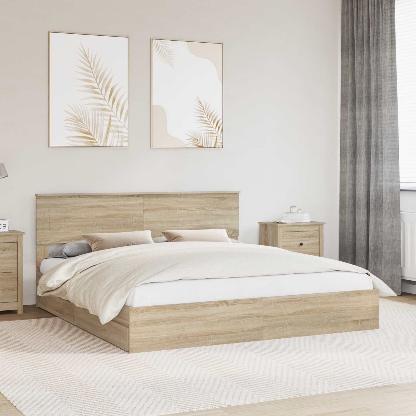 Aufbewahrungsbett Sonoma-Eiche 180 x 200 cm Holzwerkstoff