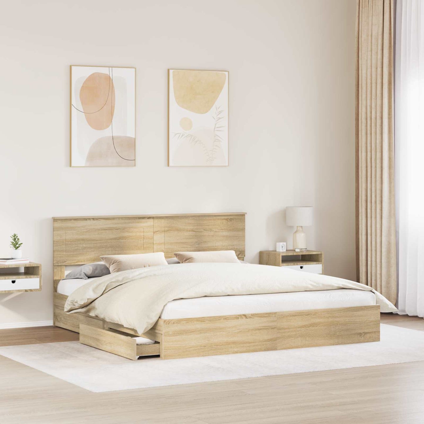 Aufbewahrungsbett Sonoma-Eiche 180 x 200 cm Holzwerkstoff