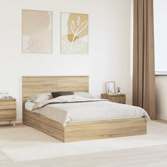 Aufbewahrungsbett Sonoma-Eiche 160 x 200 cm Holzwerkstoff