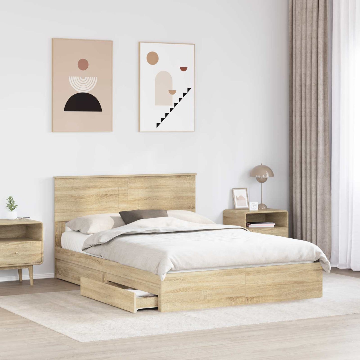 Aufbewahrungsbett Sonoma-Eiche 160 x 200 cm Holzwerkstoff