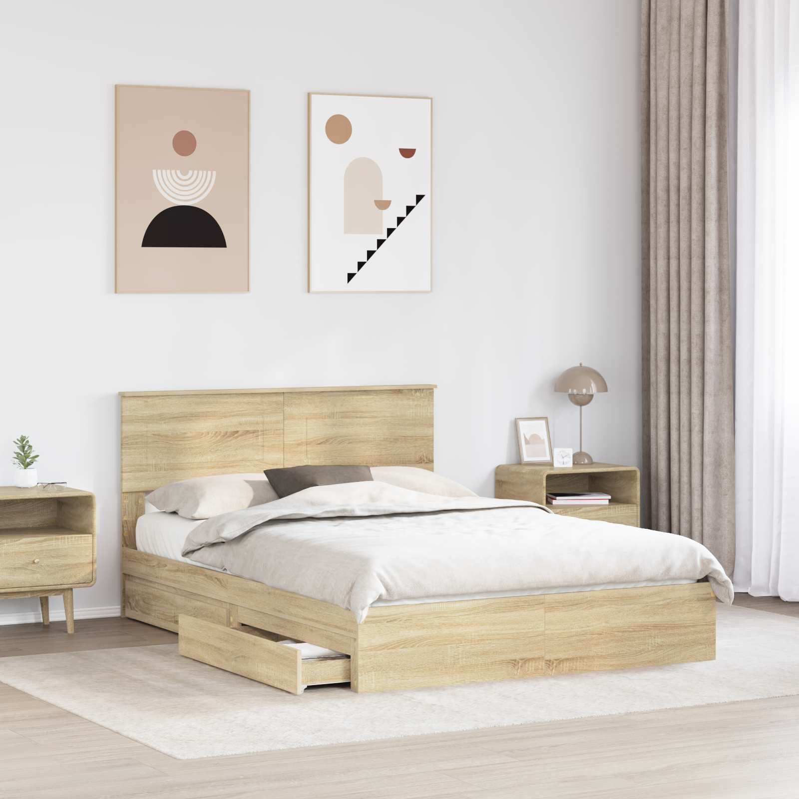 Aufbewahrungsbett Sonoma-Eiche 160 x 200 cm Holzwerkstoff