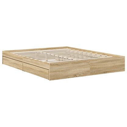 Aufbewahrungsbett Sonoma-Eiche 160 x 200 cm Holzwerkstoff