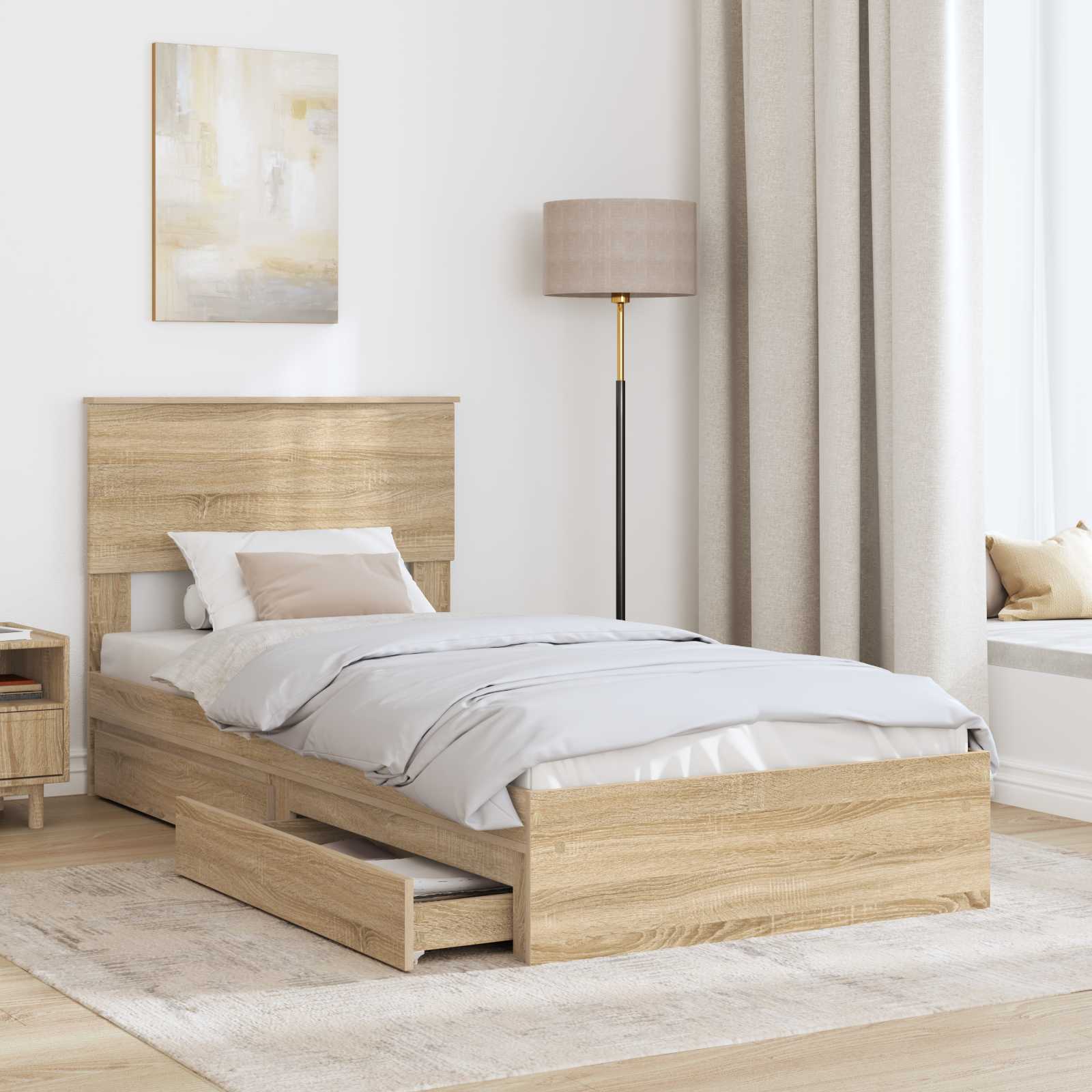 Aufbewahrungsbett Sonoma-Eiche 75 x 190 cm Holzwerkstoff