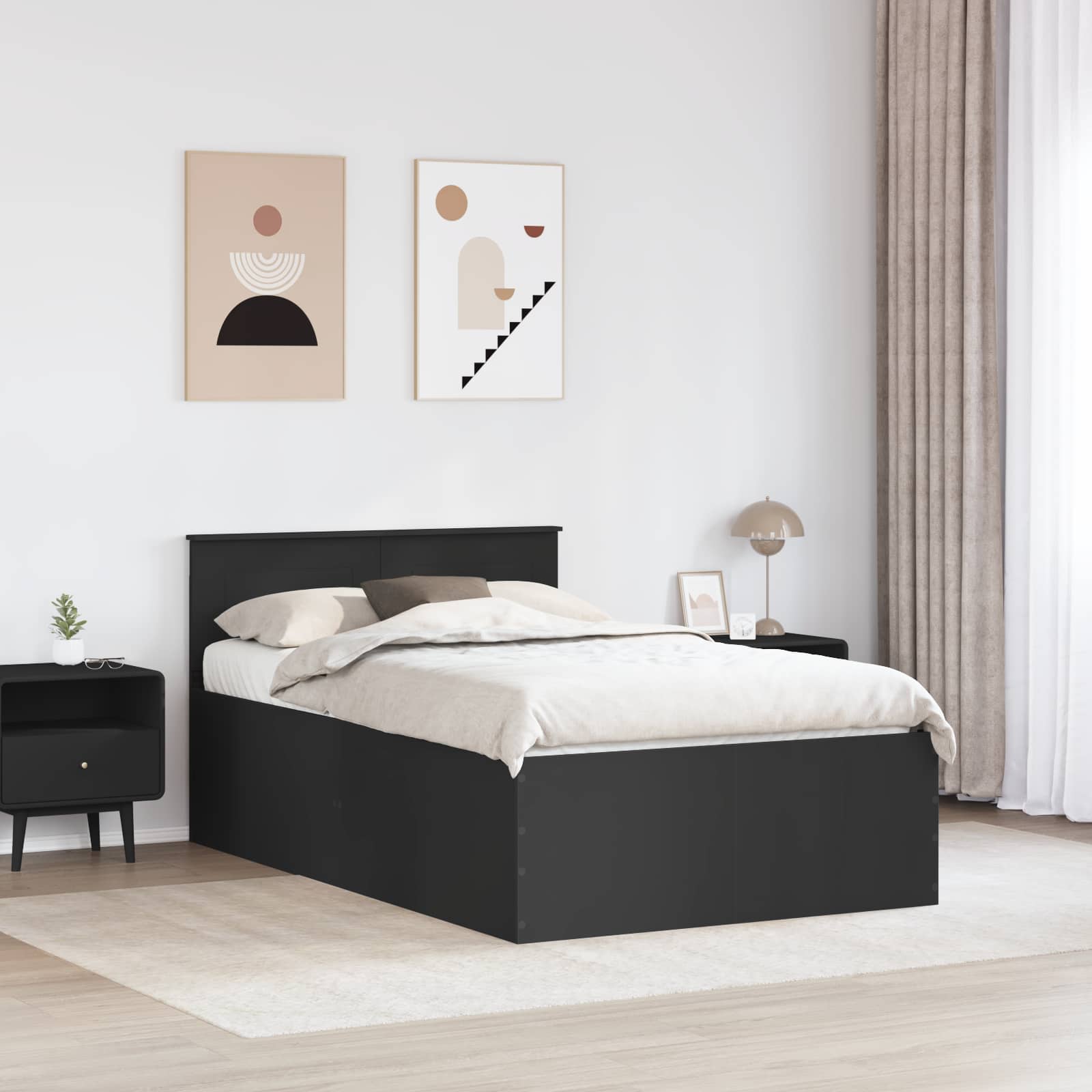 Bettrahmen mit Kopfteil Schwarz 120 x 190 cm Holzwerkstoff