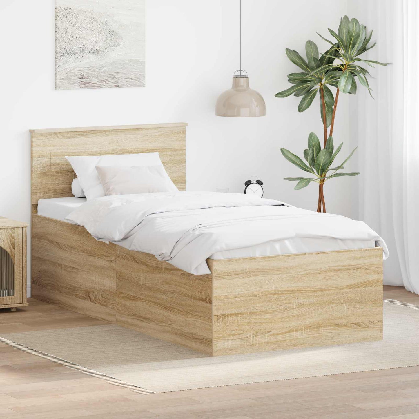 Bettrahmen mit Kopfteil Sonoma-Eiche 75 x 190 cm Holzwerkstoff