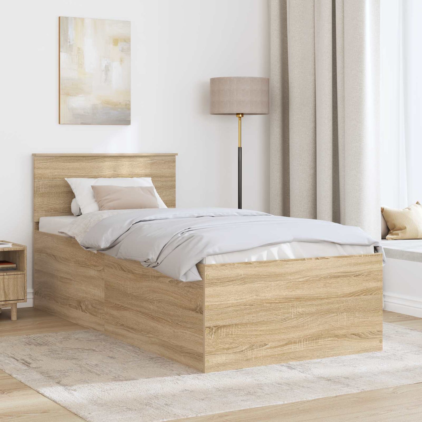 Bettrahmen mit Kopfteil Sonoma-Eiche 75 x 190 cm Holzwerkstoff