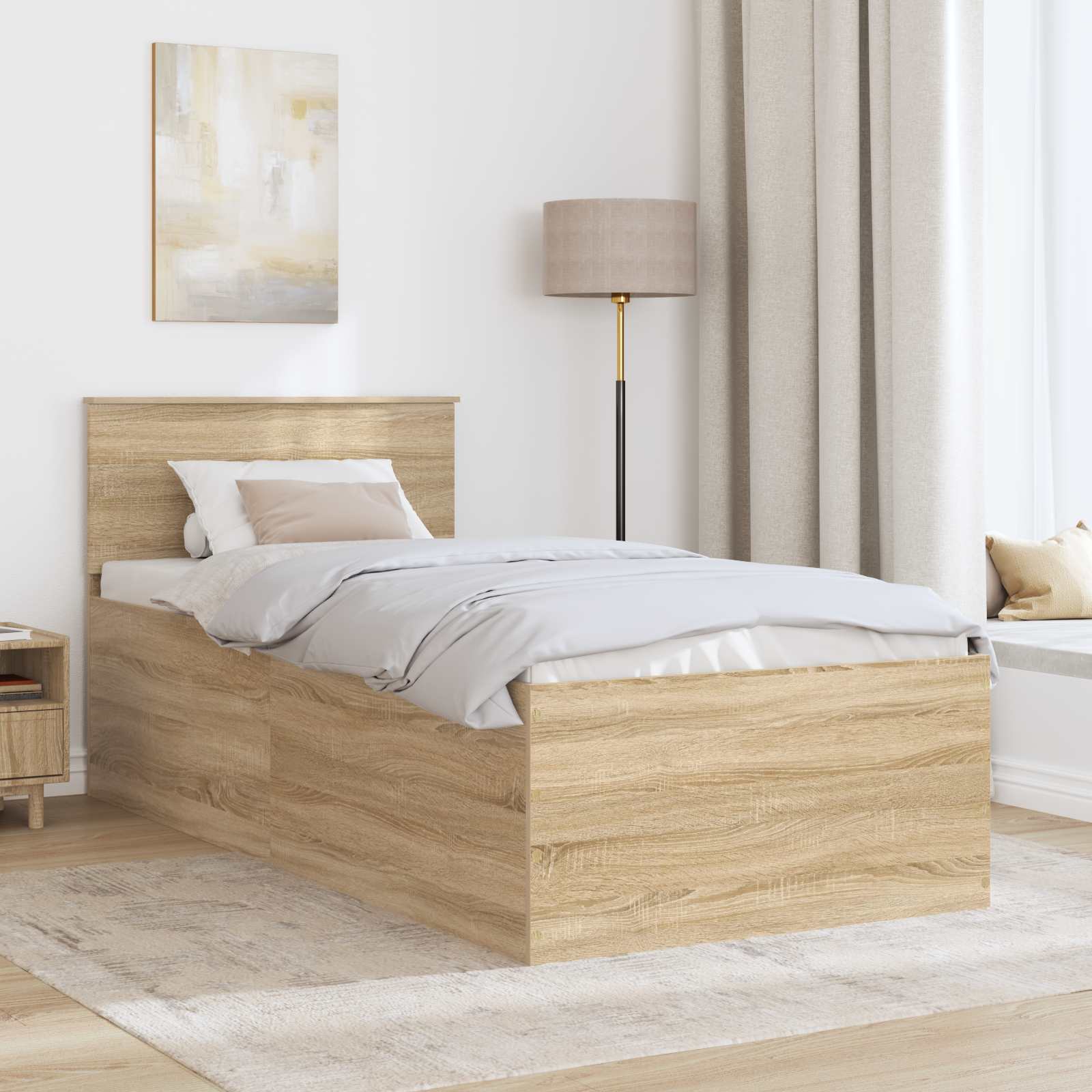 Bettrahmen mit Kopfteil Sonoma-Eiche 75 x 190 cm Holzwerkstoff