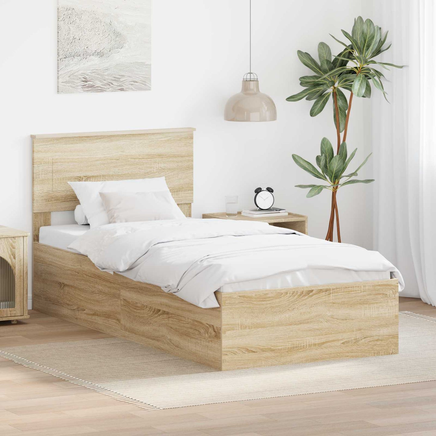 Bettrahmen mit Kopfteil Sonoma-Eiche 75 x 190 cm Holzwerkstoff
