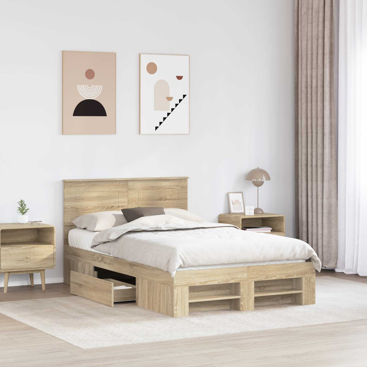 Bettrahmen mit Kopfteil Sonoma-Eiche 120 x 200 cm Holzwerkstoff