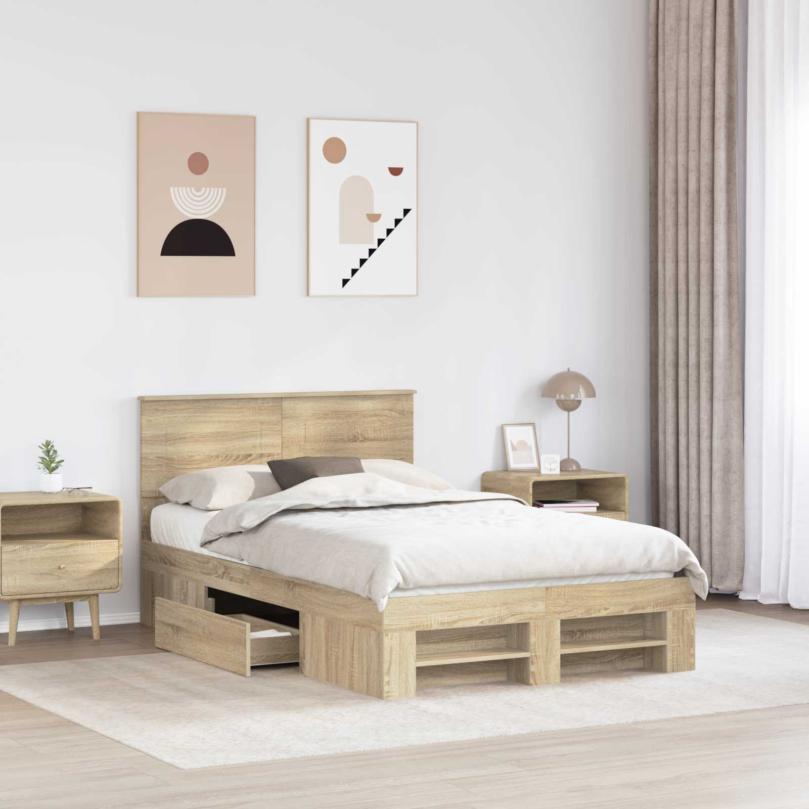 Bettrahmen mit Kopfteil Sonoma-Eiche 120 x 200 cm Holzwerkstoff
