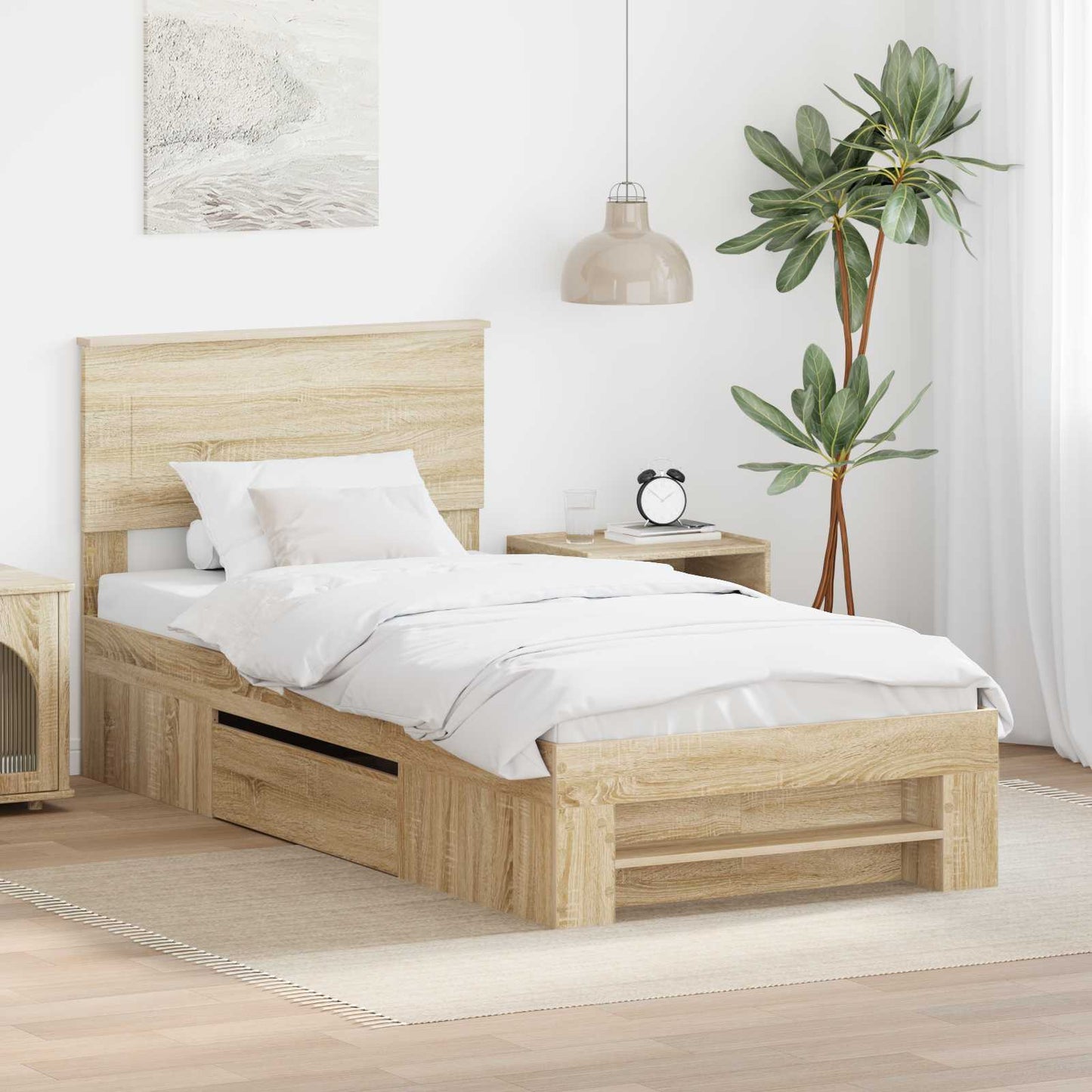 Bettrahmen mit Kopfteil Sonoma-Eiche 80 x 200 cm Holzwerkstoff