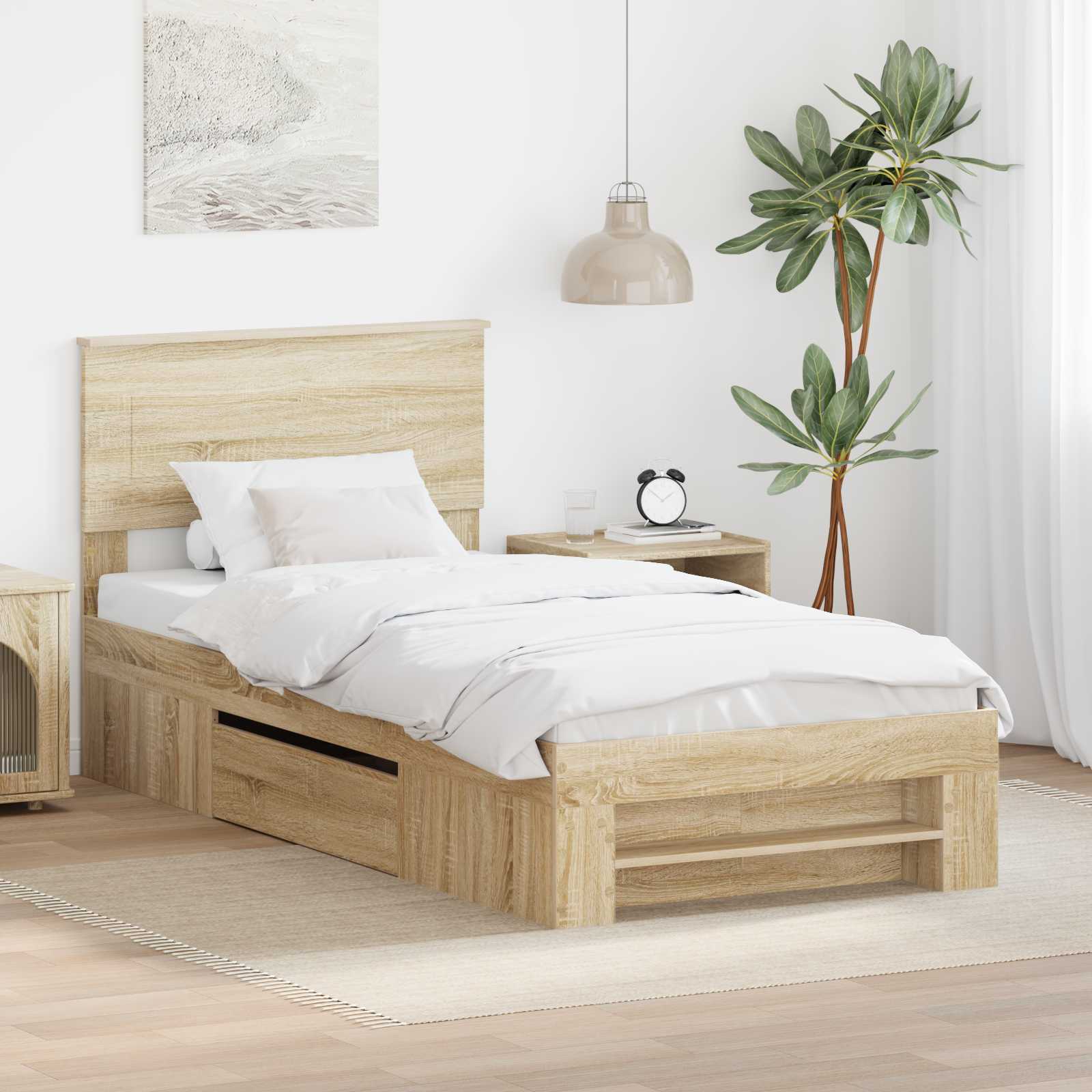 Bettrahmen mit Kopfteil Sonoma-Eiche 80 x 200 cm Holzwerkstoff