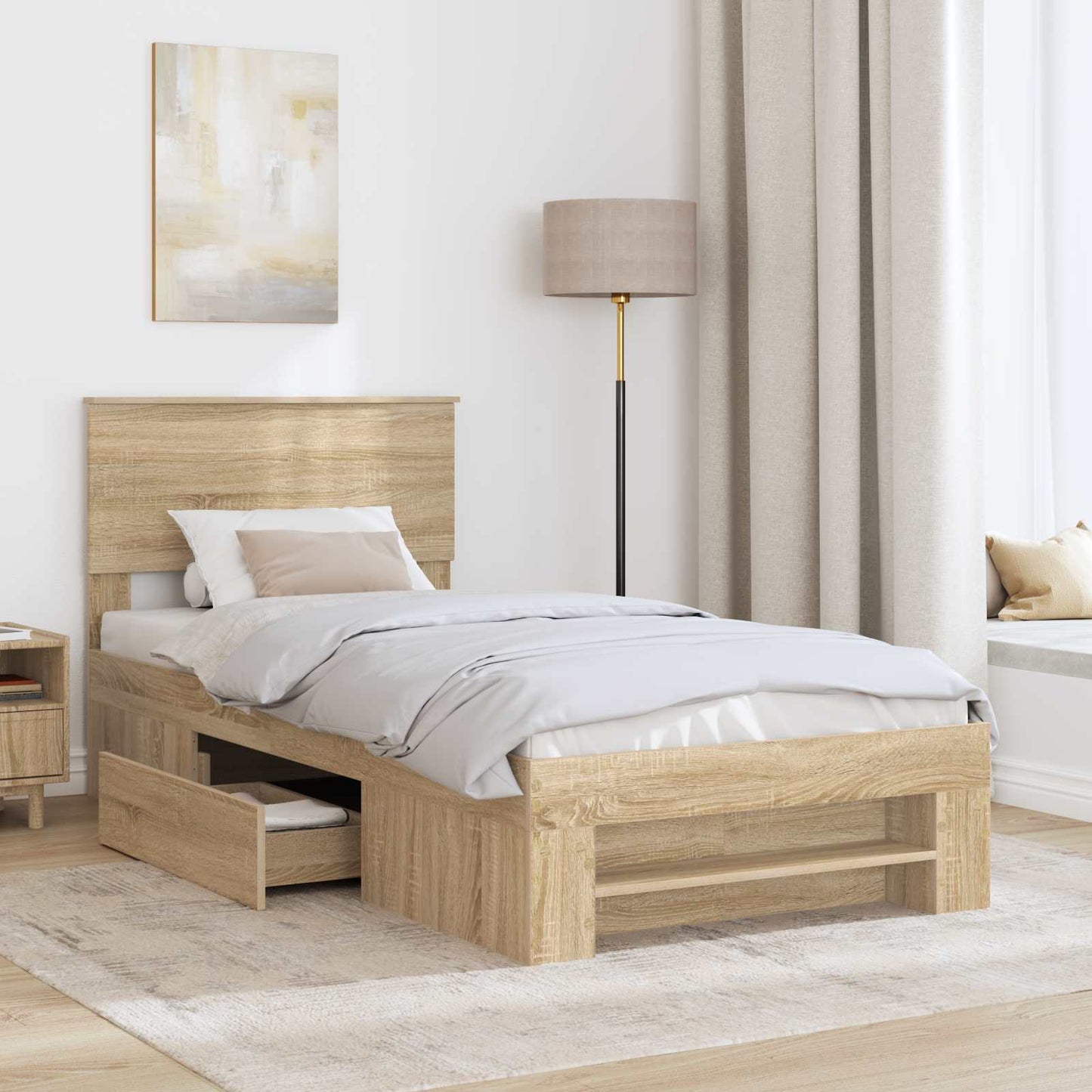 Bettrahmen mit Kopfteil Sonoma-Eiche 80 x 200 cm Holzwerkstoff
