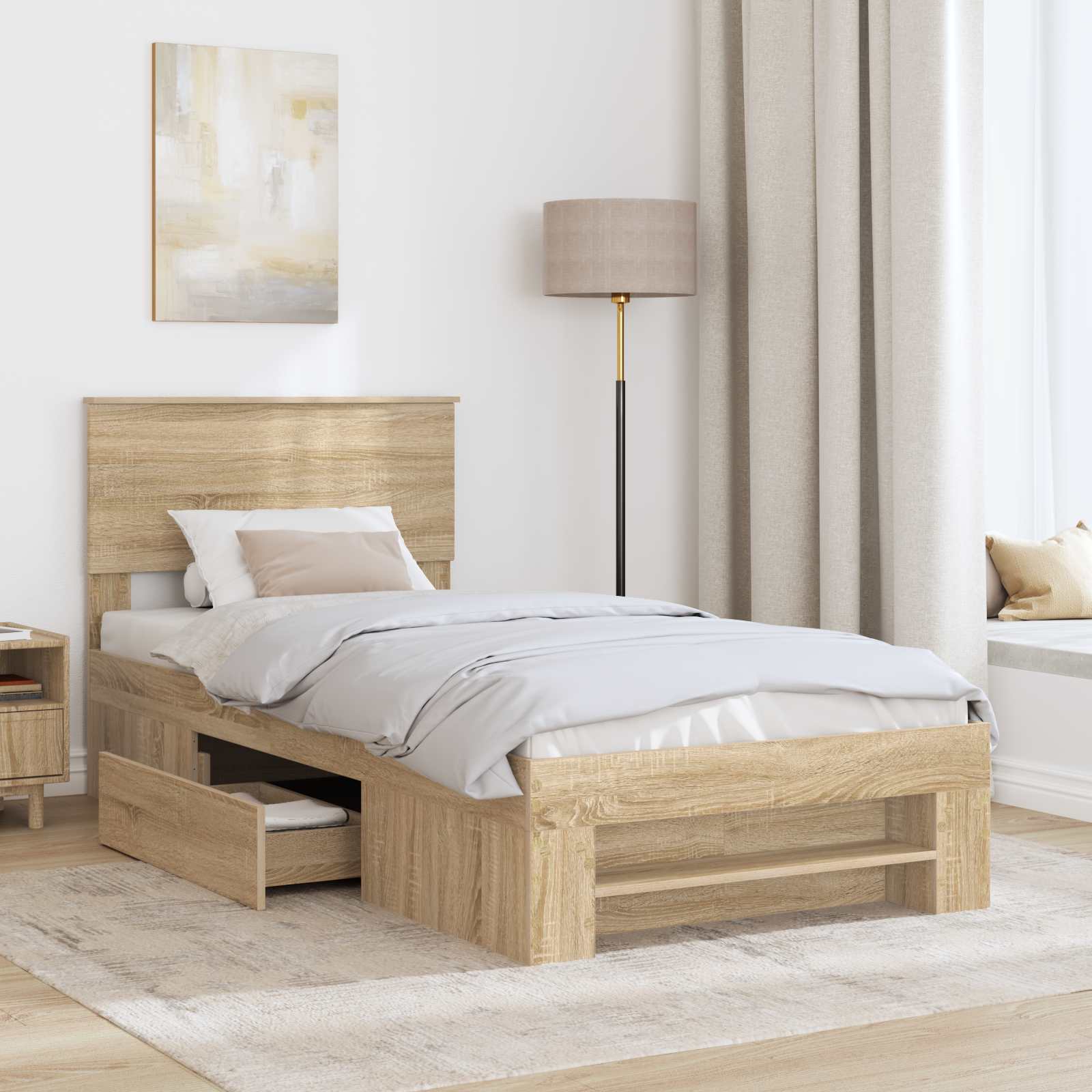 Bettrahmen mit Kopfteil Sonoma-Eiche 80 x 200 cm Holzwerkstoff