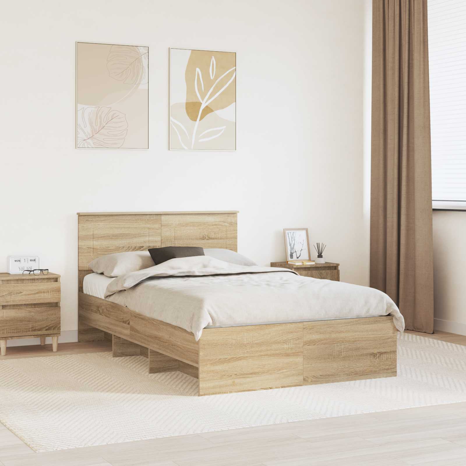 Bettrahmen mit Kopfteil Sonoma-Eiche 120 x 123 cm Holzwerkstoff