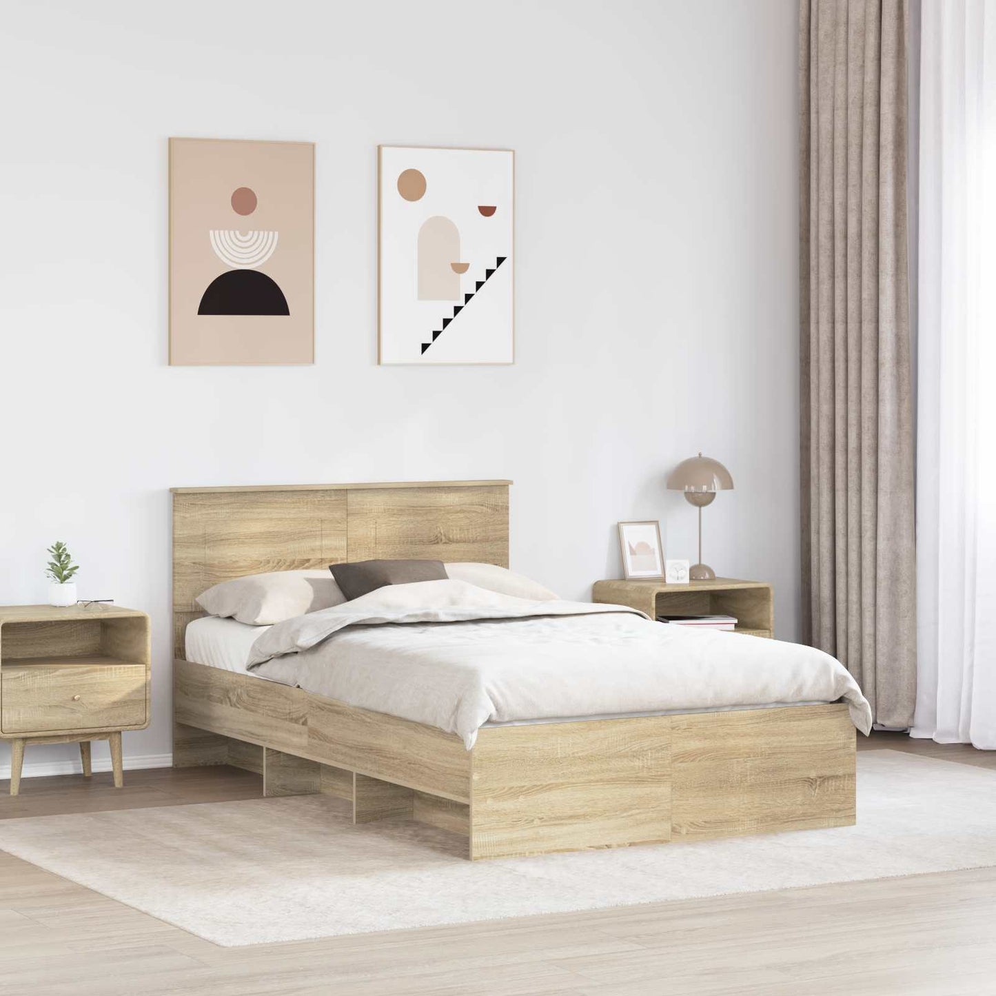Bettrahmen mit Kopfteil Sonoma-Eiche 120 x 123 cm Holzwerkstoff