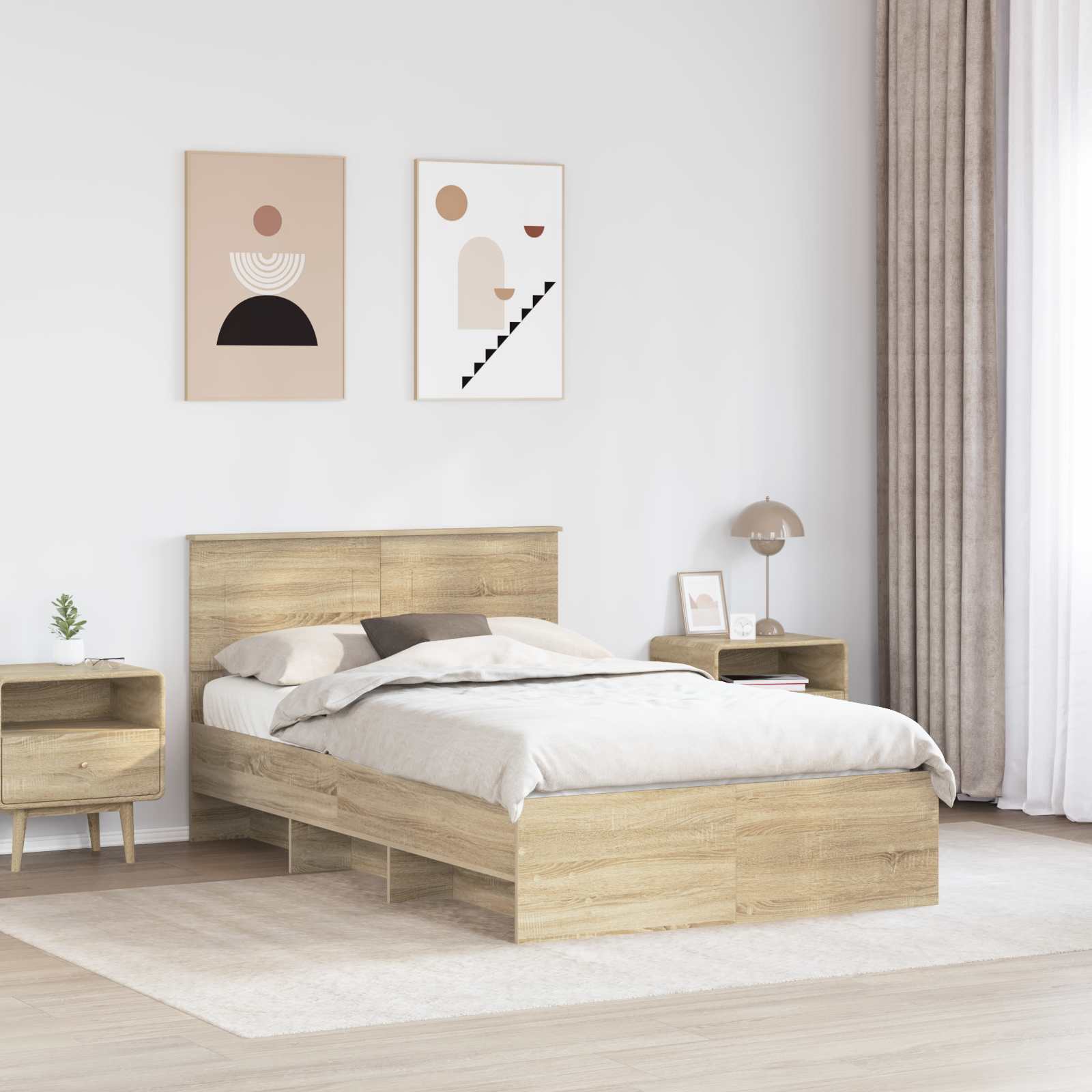 Bettrahmen mit Kopfteil Sonoma-Eiche 120 x 123 cm Holzwerkstoff