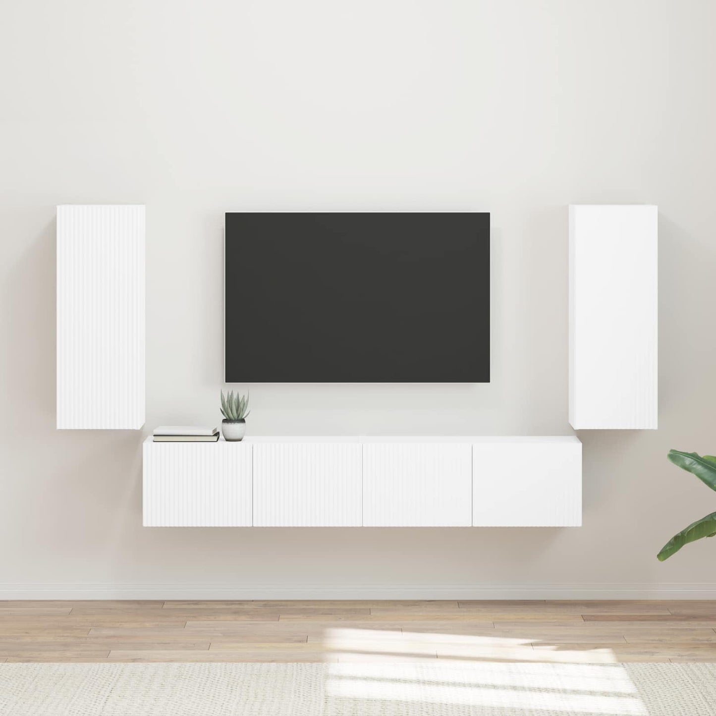 TV-Wandregal-Set 4 stk. Weiß Holzwerkstoff