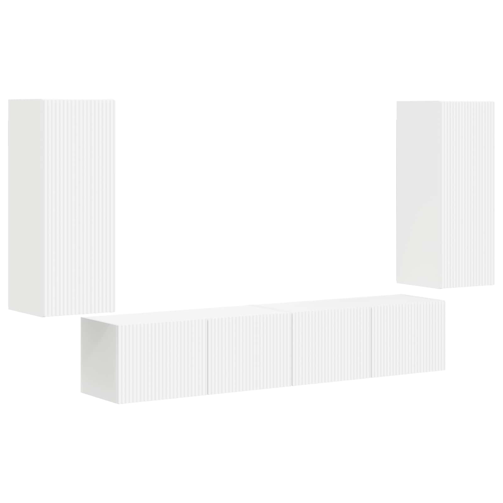 TV-Wandregal-Set 4 stk. Weiß Holzwerkstoff