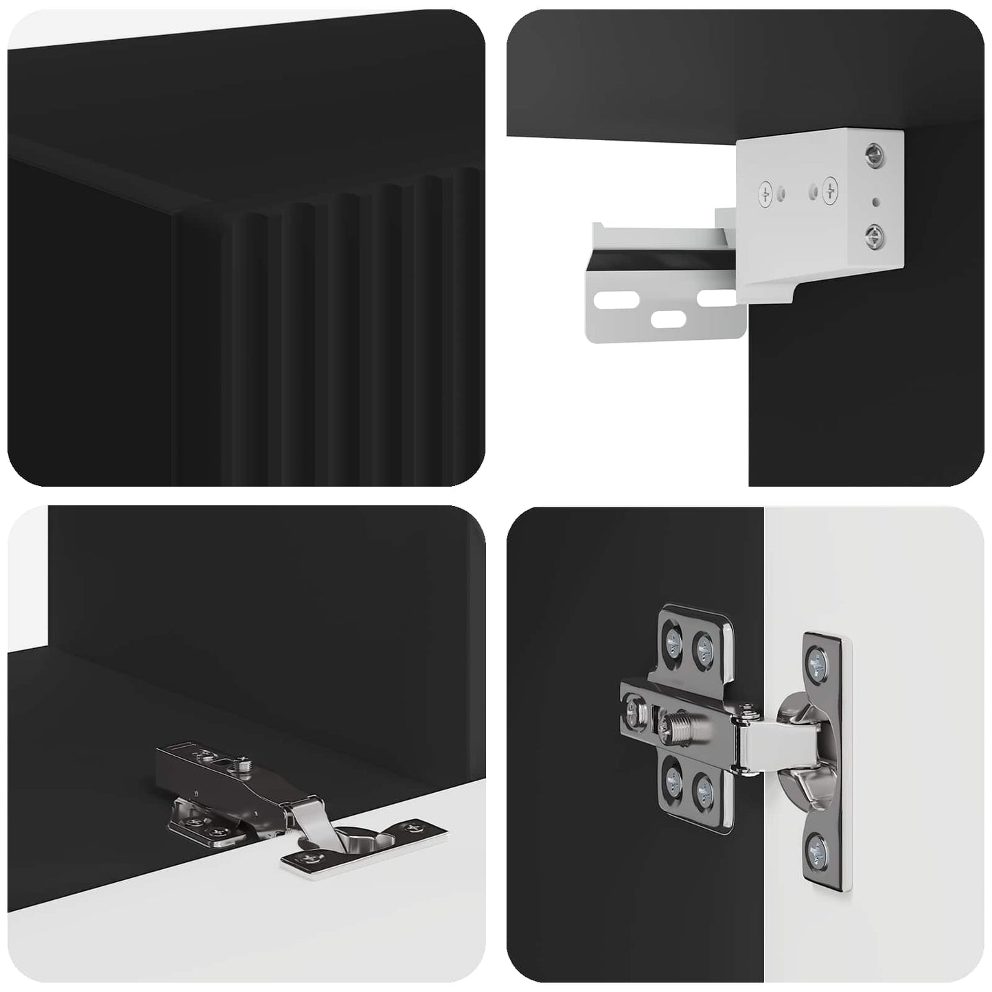 TV-Wandregal-Set 4 stk. Schwarz Holzwerkstoff