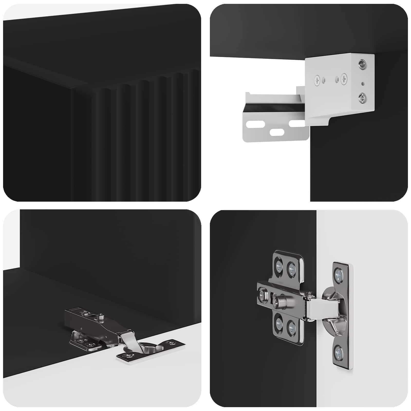 TV-Wandregal-Set 4 stk. Schwarz Holzwerkstoff