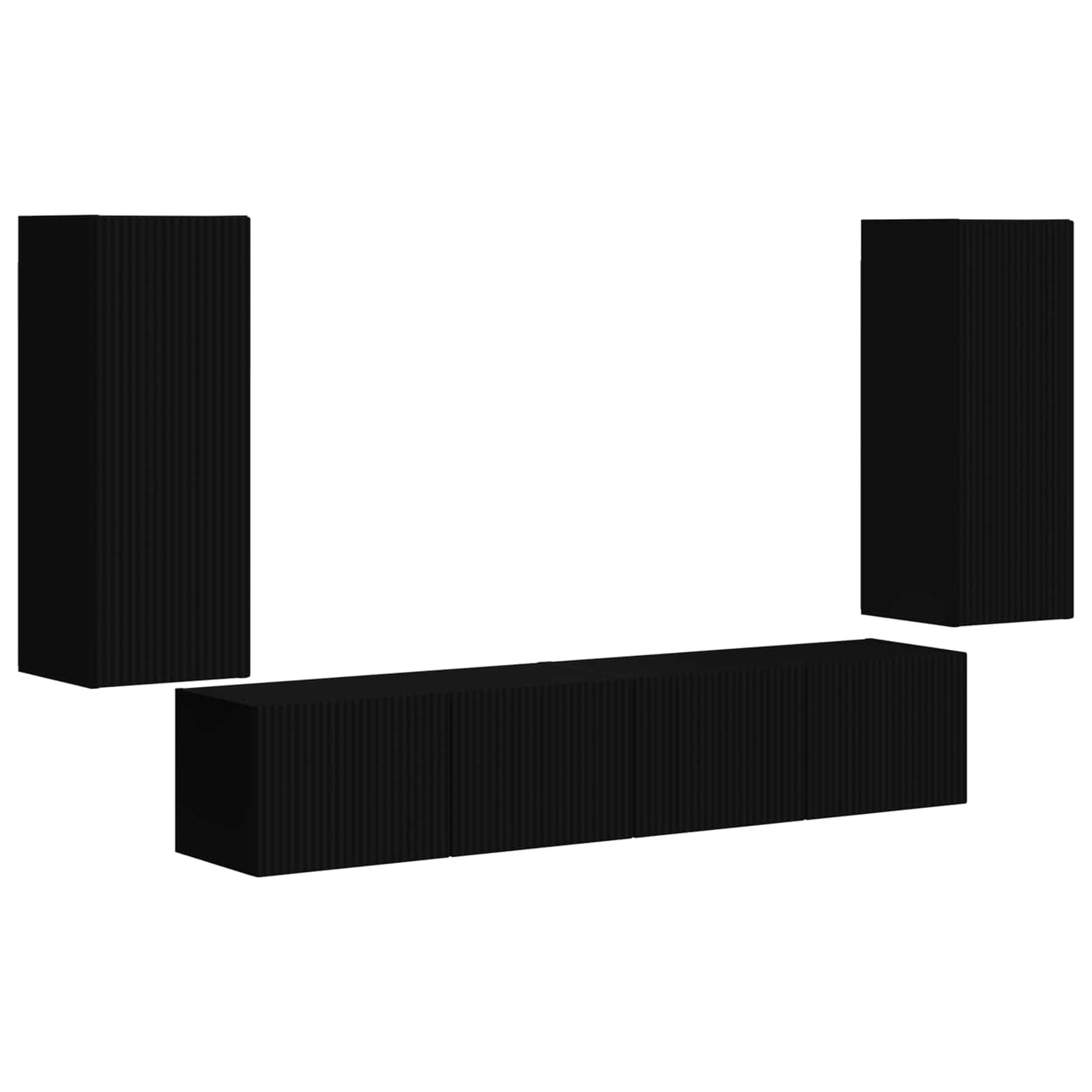 TV-Wandregal-Set 4 stk. Schwarz Holzwerkstoff