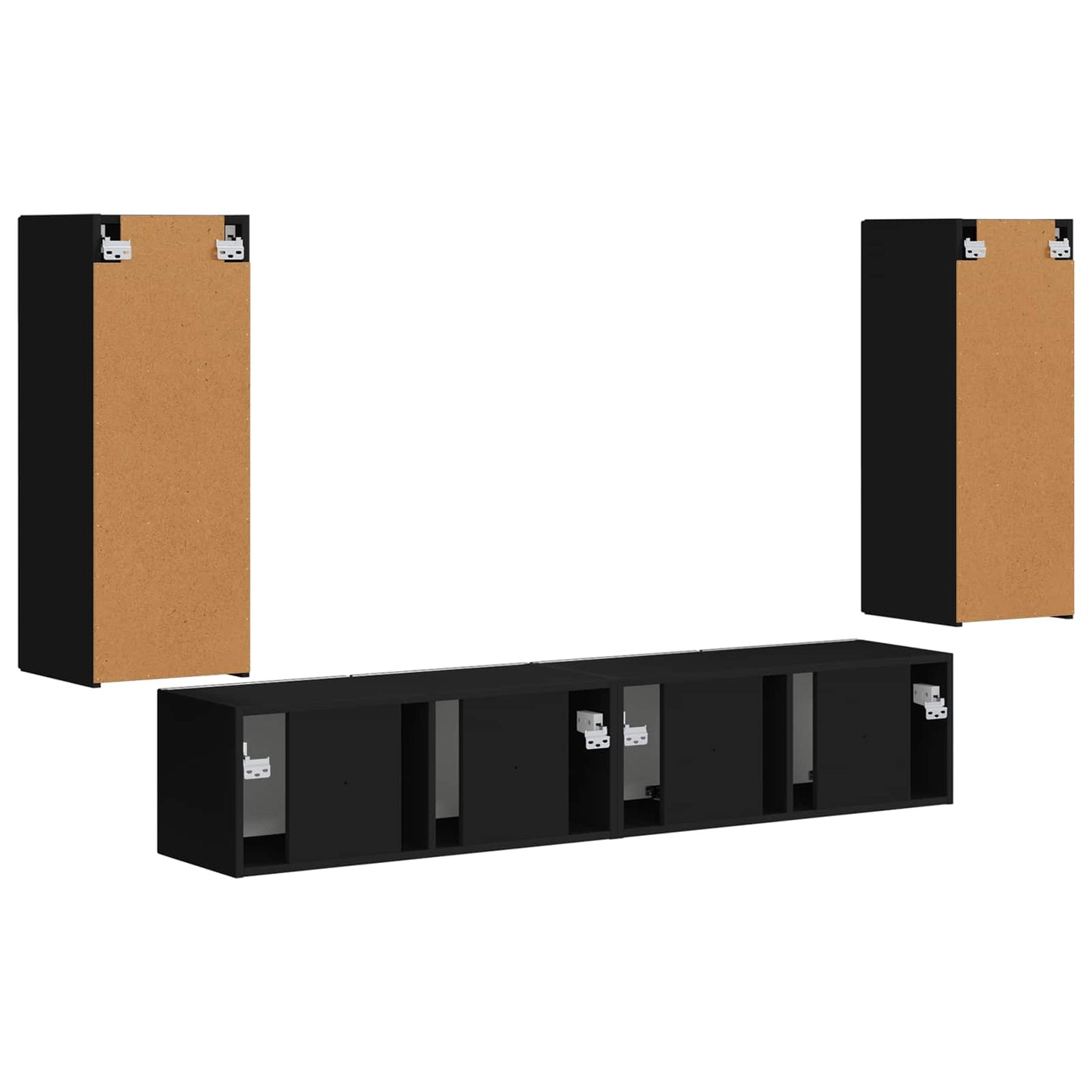 TV-Wandregal-Set 4 stk. Schwarz Holzwerkstoff