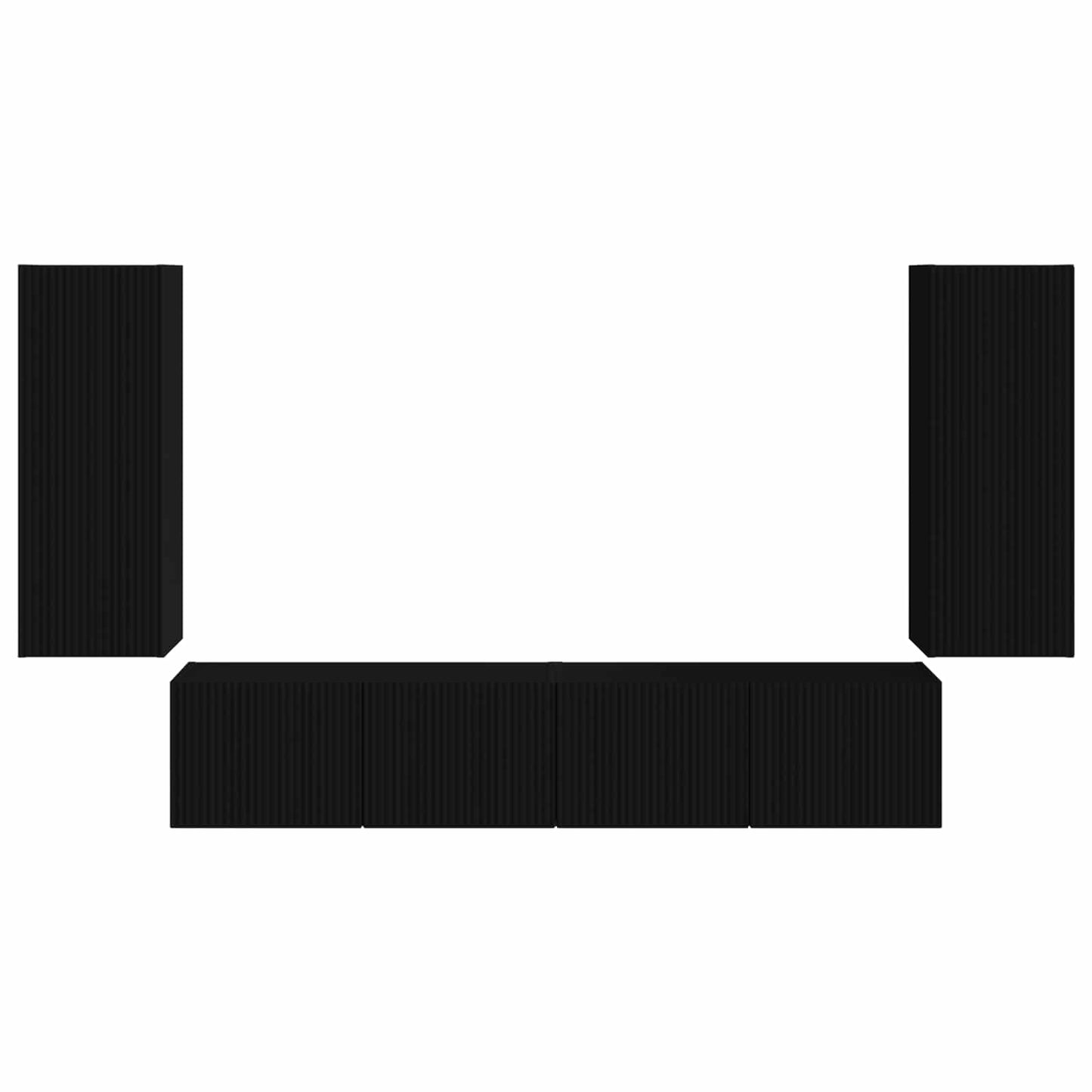 TV-Wandregal-Set 4 stk. Schwarz Holzwerkstoff