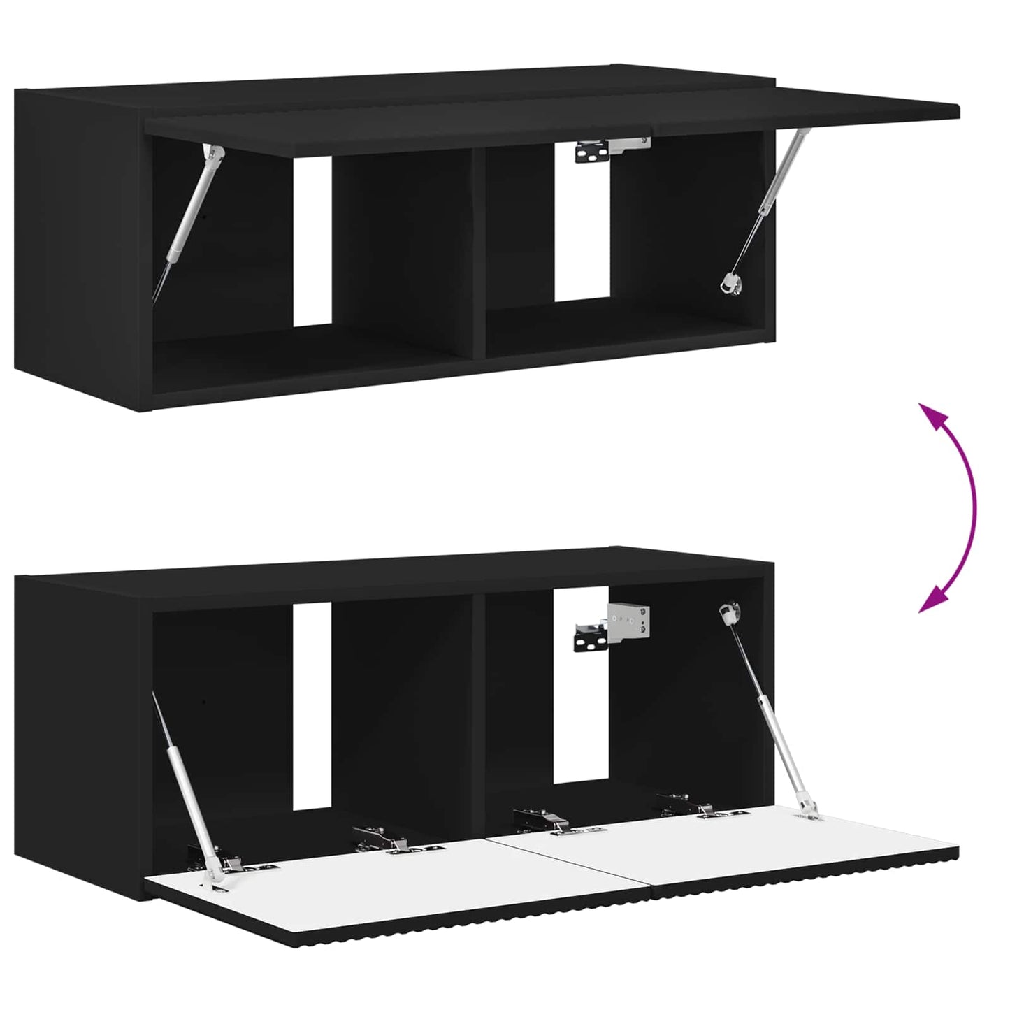 TV-Wandregal-Set 4 stk. Schwarz Holzwerkstoff