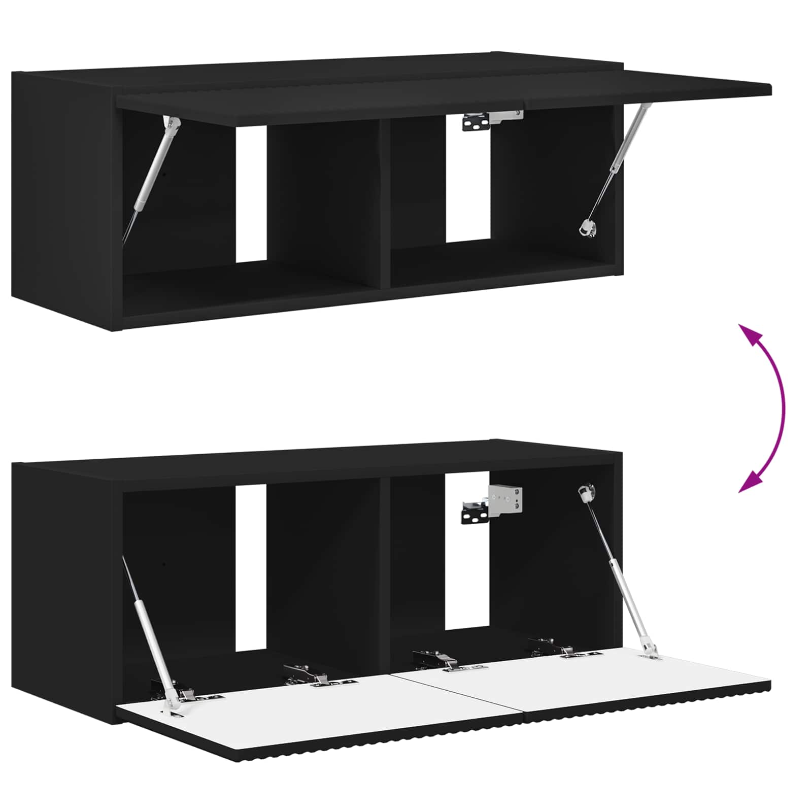 TV-Wandregal-Set 4 stk. Schwarz Holzwerkstoff